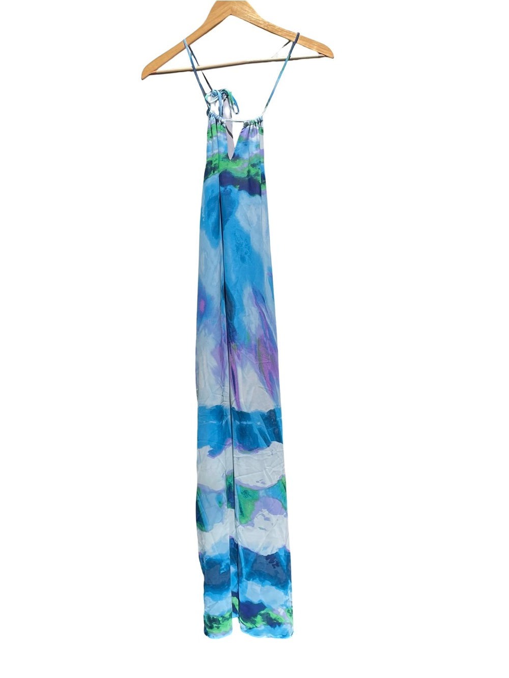 Aqua watercolor halter maxi dress size small